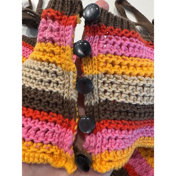 Urban Outfitters Crochet Crop Top Women’s Size Small Colorful Handkerchief Hem - Picture 7 of 10